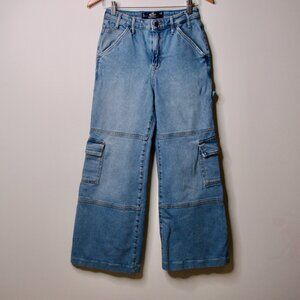 Hollister Ultra High Rise Wide Leg Jeans Vintage Stretch Cargo Flare Size 3 26